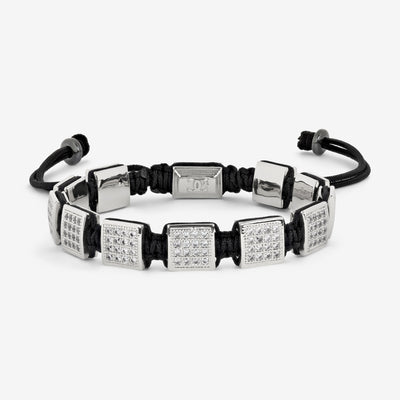 Diamante Squares Macrame Bracelet - Silver