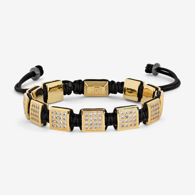 Diamante Squares Macrame Bracelet - Gold