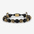 Black Agate Macrame Beaded Bracelet - Gold